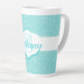 Blauwgroen Glitter Monogram Latte Mok (Rechterhoek)
