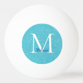 Blauwgroen Glitter Monogram Pingpongballen (Achterkant)