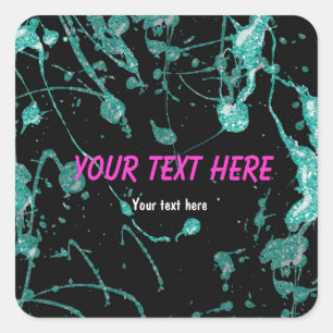 Blauwgroen Glitter Paint Splatter party sticker la