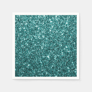 Blauwgroen Glitter Party Papier servet