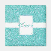 Blauwgroen Glitter personaliseert Magnet Magneet (Voorkant)