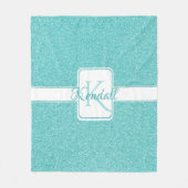 Blauwgroen Glitter Personalized Throw Blanket Fleece Deken (Voorkant)