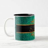 Blauwgroen Glitter Sequin Disco Glitz Coffee Mok C (Links)