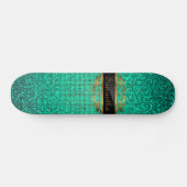 Blauwgroen Glitter Sequin Disco Glitz Comp Skatebo Skateboard (Horizontaal)