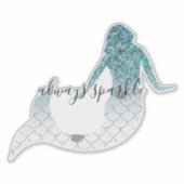 Blauwgroen Glitter Sparkle Mermaid Sticker (Voorkant)