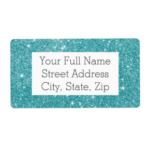 Blauwgroen glitter Sparkles Etiket
