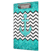 Blauwgroen glitteranker en chevron klembord (Links)
