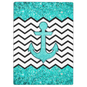 Blauwgroen glitteranker en chevron klembord (Achterkant)