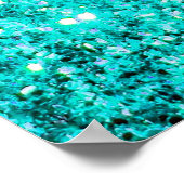 Blauwgroen glitteranker en chevron poster (Hoek)