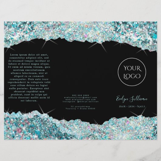 Blauwgroen glitterbrochure voor faux (Voorkant)