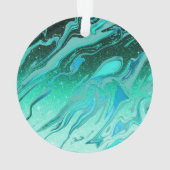 Blauwgroen glittermarmer ornament (achterkant)