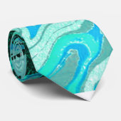 Blauwgroen glittermarmer stropdas (Opgerold)