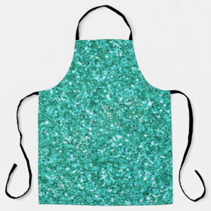 Blauwgroen glitterpatroon apron schort