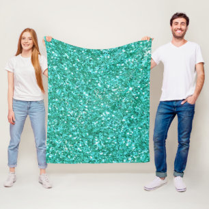 Blauwgroen glitterpatroon fleece deken