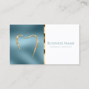 Blauwgroen & Glittery Gold Custom Tandarts Visitek Visitekaartje