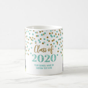 Blauwgroen Gold Class of 2020 Photo Afstuderen Mok