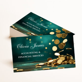 Blauwgroen Gold Coins Finance en Accountancy Servi Visitekaartje
