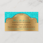 Blauwgroen Gold Damask Hair Stylist Salon Visiteka Visitekaartje (Achterkant)