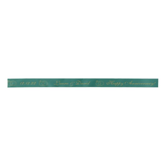 Blauwgroen Gold Jubileum Persoonlijke datum Lint (Voorkant)