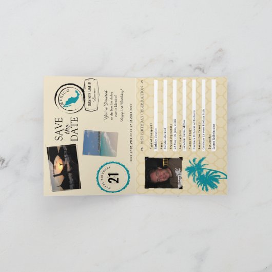 Blauwgroen Gold Mexico 21ste verjaardag Paspoort U (Binnen)