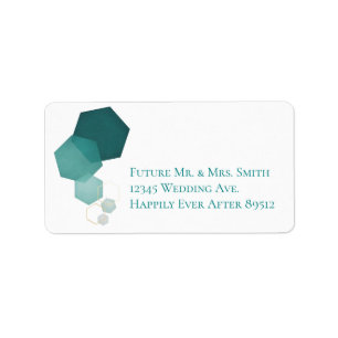 Blauwgroen & Gold Modern Hexagon Adres Etiket