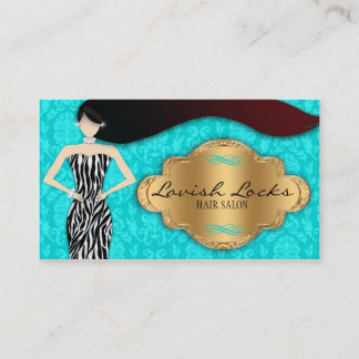 Blauwgroen Gold Zebra Damask Hair Stylist Visiteka Visitekaartje