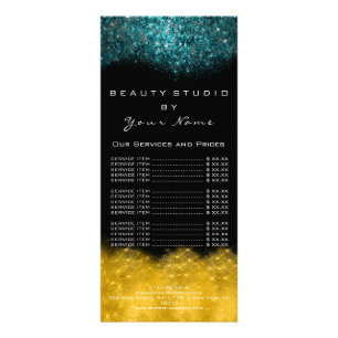 Blauwgroen GoldPrice List Lash Beauty Makeup Haird Reclamekaart