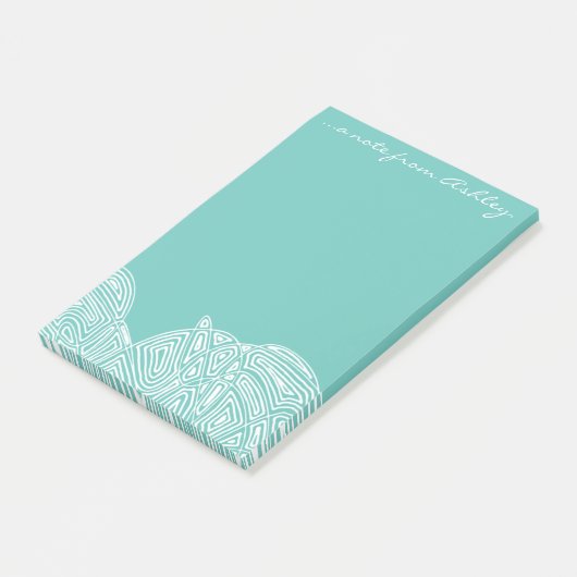 Blauwgroen golven post-it® notes (Schuin)