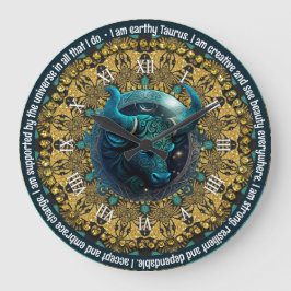 Blauwgroen+Goud Astrologie Affirmations Taurus Zod Grote Klok