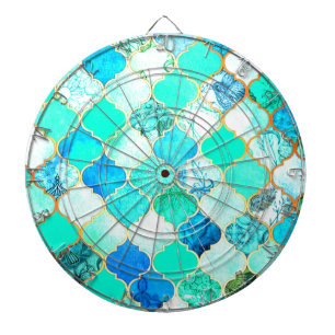 Blauwgroen, goud, blauw groen Zeemeermin patroon Dartbord