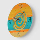 Blauwgroen goud en Sinaasappel >Simplistic Kitchen Grote Klok (Hoek)