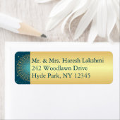 Blauwgroen, Goud Intrict het Etiket van het Adres (Insitu)