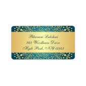 Blauwgroen, Goud Intrict het Etiket van het Adres (Voorkant)