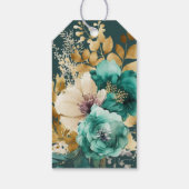 Blauwgroen Goud Luxe Bloemen Bruiloft Dank u Cadea Cadeaulabel (Achterkant)