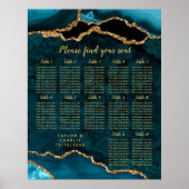 Blauwgroen goudbont rond 12 tafels Zitdiagram Poster (Voorkant)