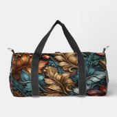 Blauwgroen, gouden en paisley bladeren plunjezak (Voorkant)