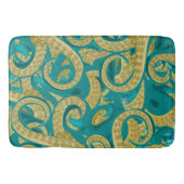 Blauwgroen gouden octopus badmat (Voorkant)