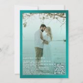Blauwgroen gouden script foto QR code bestemming b Kaart (Achterkant)