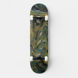 Blauwgroen, gouden, witte en zwarte oliën skateboard