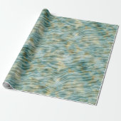 Blauwgroen gouden zebraprint cadeaupapier (Uitgerold)