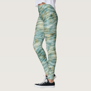 Blauwgroen gouden zebraprint leggings