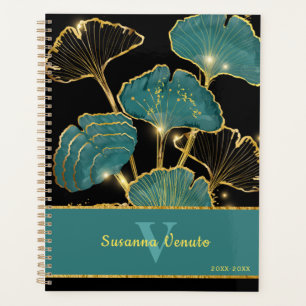 Blauwgroen Gouden Zwarte Ginkgo Leaf Botanische Ku Planner