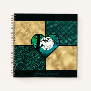 Blauwgroen, gouden & zwarte maanlichtvogels notitieboek