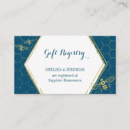 Blauwgroen goudgiftkaart voor honingbijen informatiekaartje