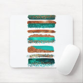 Blauwgroen goudkoper Glitter Stripes Muismat (Met muis)