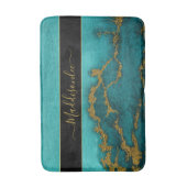 Blauwgroen goudmarmer, monogram, naam aangepast st badmat (Voorkant Verticaal)