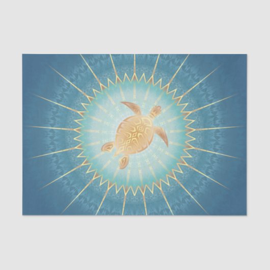 Blauwgroen goudschildpad en Mandala Tissuepapier (Voorkant)