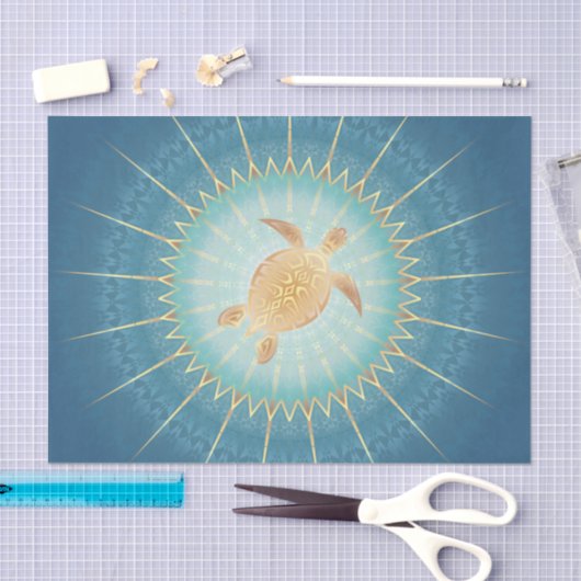 Blauwgroen goudschildpad en Mandala Tissuepapier (Craft)