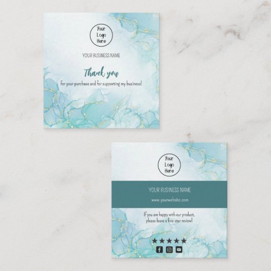 Blauwgroen  gradiënt visitekaartje tarief dank u (Voorkant / Achterkant)