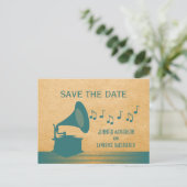 Blauwgroen Gramophone sparen het Briefkaart van d (Staand voorkant)